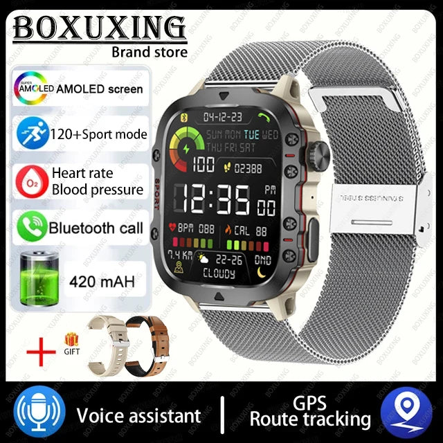 For Xiaomi Rugged Military GPS Smart Watch Men AMOLED 1.96"HD Health Monitor Bluetooth Call Waterproof Outdoor Sports SmartWatch