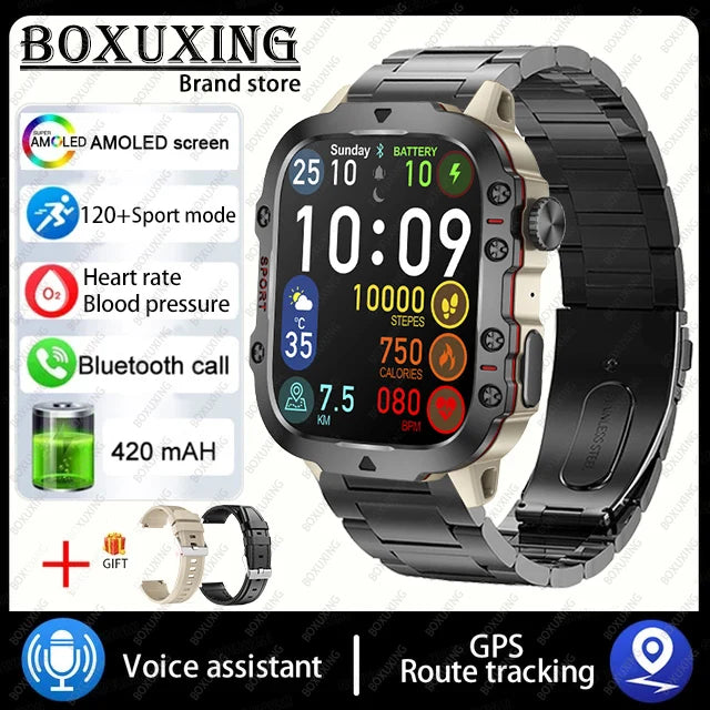 For Xiaomi Rugged Military GPS Smart Watch Men AMOLED 1.96"HD Health Monitor Bluetooth Call Waterproof Outdoor Sports SmartWatch