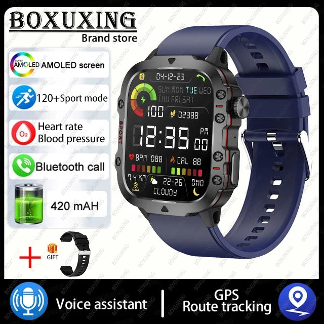 For Xiaomi Rugged Military GPS Smart Watch Men AMOLED 1.96"HD Health Monitor Bluetooth Call Waterproof Outdoor Sports SmartWatch