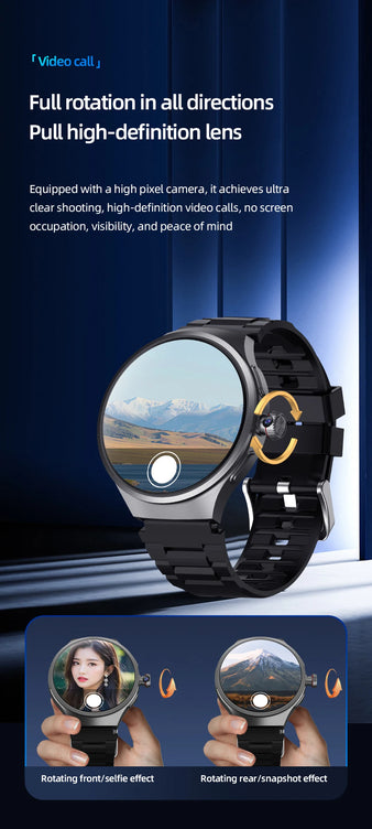 Smart Watch 5G Android Smartwatch With 1.75'' Amoled Larger Screen 1500Mah Battery 800W Rotary HD Camera GPS WIFI app Download
