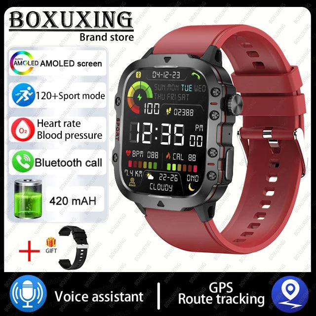 For Xiaomi Rugged Military GPS Smart Watch Men AMOLED 1.96"HD Health Monitor Bluetooth Call Waterproof Outdoor Sports SmartWatch