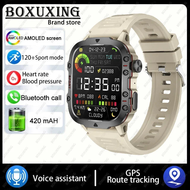 For Xiaomi Rugged Military GPS Smart Watch Men AMOLED 1.96"HD Health Monitor Bluetooth Call Waterproof Outdoor Sports SmartWatch