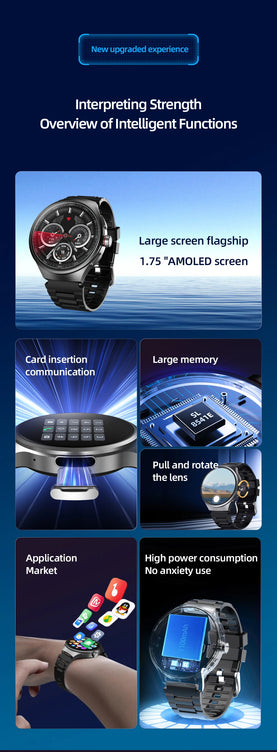 Smart Watch 5G Android Smartwatch With 1.75'' Amoled Larger Screen 1500Mah Battery 800W Rotary HD Camera GPS WIFI app Download