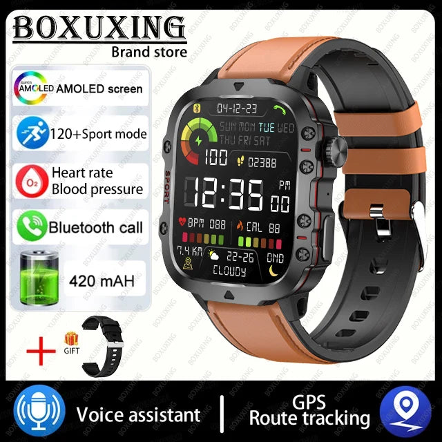 For Xiaomi Rugged Military GPS Smart Watch Men AMOLED 1.96"HD Health Monitor Bluetooth Call Waterproof Outdoor Sports SmartWatch
