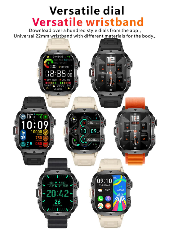 For Xiaomi Rugged Military GPS Smart Watch Men AMOLED 1.96"HD Health Monitor Bluetooth Call Waterproof Outdoor Sports SmartWatch