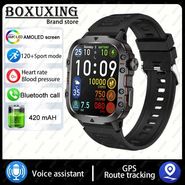 For Xiaomi Rugged Military GPS Smart Watch Men AMOLED 1.96"HD Health Monitor Bluetooth Call Waterproof Outdoor Sports SmartWatch