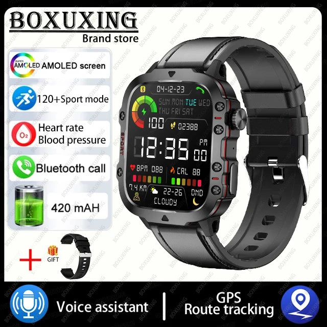 For Xiaomi Rugged Military GPS Smart Watch Men AMOLED 1.96"HD Health Monitor Bluetooth Call Waterproof Outdoor Sports SmartWatch