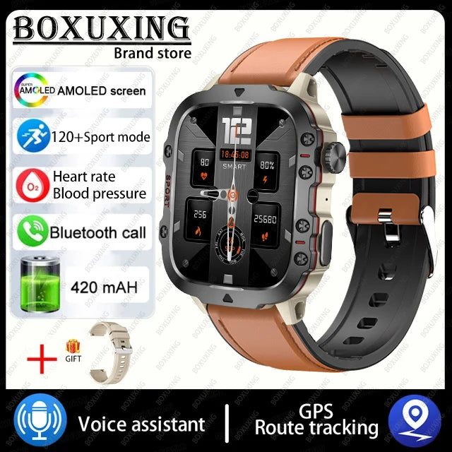 For Xiaomi Rugged Military GPS Smart Watch Men AMOLED 1.96"HD Health Monitor Bluetooth Call Waterproof Outdoor Sports SmartWatch