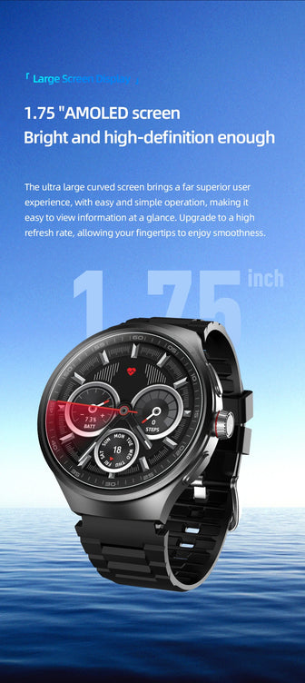 Smart Watch 5G Android Smartwatch With 1.75'' Amoled Larger Screen 1500Mah Battery 800W Rotary HD Camera GPS WIFI app Download